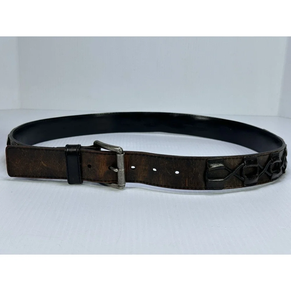 Tommy Bahama Top Grain Leather Braided Woven Belt 1102TM51-001  Size 40